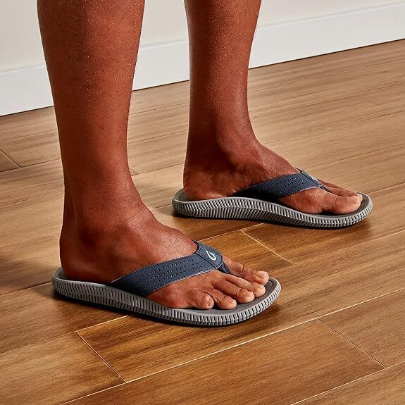 OluKai Men's Ulele 10435-TF26 Blue Depth/Charcoal Beach Sandals Brand New - AllSportsWearUSA